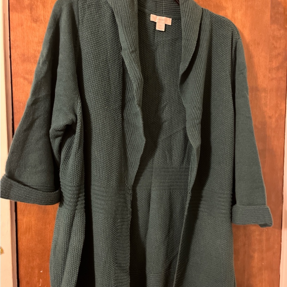 CJ Banks Forest Green Cardigan Oversized Slouchy Knitwear